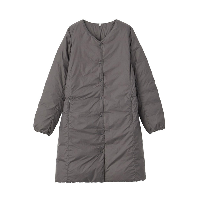 無印良品 MUJI 无印良品 女士轻量无领大衣  29AD415 深灰色 S