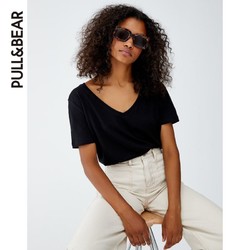 PULL＆BEAR 秋 短袖黑色t恤 09231382