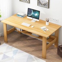 耐家电脑桌台式家用办公书桌仿实木办公桌子写字台带书架 120CM尼亚美