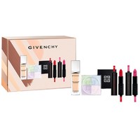 GIVENCHY 纪梵希 恒久彩妆套装 (粉底液Y110+四宫格散粉1号+唇膏N13+大理石条纹唇膏粉色)