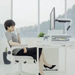 乐歌（Loctek）站立办公升降台式电脑桌坐站交替笔记本办公桌可移动工作台书桌 笔记本显示器支架台M9M雅白