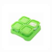 Green Sprouts美国小绿芽玻璃储存盒60ml*4个绿色   钢化玻璃，密封安全！