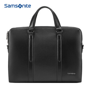Samsonite/新秀丽公文包休闲商务男包大容量横款手提包黑色TN4