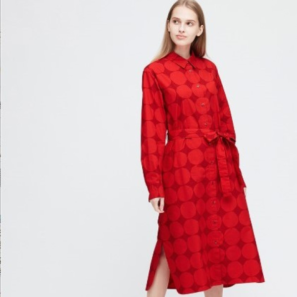 uniqlo 优衣库 女装全棉中长款连衣裙 426654 红色 m