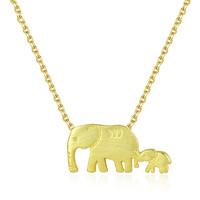 AITEKA 爱缇卡 大象牵小象 925纯银黄金色项链