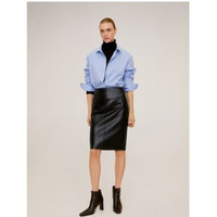 MANGO 芒果 女士简约高腰铅笔半身裙 67071005 黑色 155/62A