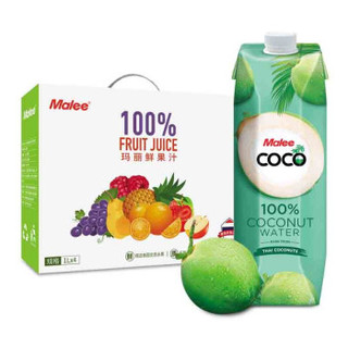 玛丽（Malee Coco）泰国原装进口 NFC天然无添加原味椰子水饮料椰汁果汁瓶装 1L*4整箱
