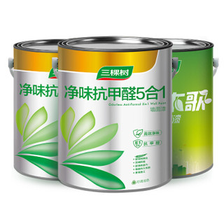 三棵树漆（SKSHU）内墙乳胶漆 净味抗甲醛五合一墙面漆涂料油漆 白色15L套装