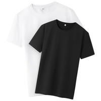 鸭鸭（YAYA） SL2000 男短袖T恤  白色+黑色 L