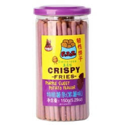 河马莉 磨牙饼干 儿童休闲零食 特脆薯条薯棒 紫薯味 150g *16件