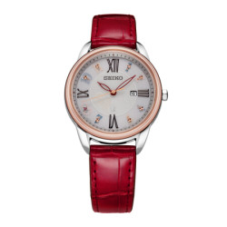SEIKO 精工手表 女太阳能小表盘女表皮带小巧防水石英表SUT370J1