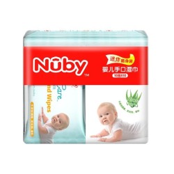 努比 Nuby 湿巾 婴儿湿巾 湿纸巾 棉柔 婴儿手口湿巾 10片×10包 便携迷你随身装 *3件