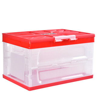 百露多功能折叠收纳箱汽车后备箱储物箱塑料收纳箱置物箱居家收纳 红色折叠箱 防水袋 *3件