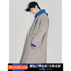 Jasonwood坚持我的风衣男宽松中长款外套新款潮流男士帅气印花 灰色(预售至11月1日后发出) M/175 *2件