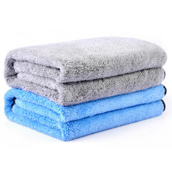 卡饰社(CarSetCity)中号珊瑚绒洗车毛巾 双层加厚 2条装 60×40cm 灰色+蓝色 *9件