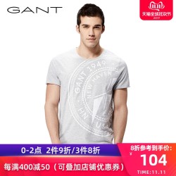 GANT 甘特夏新品 男士圆领印花T恤 224121