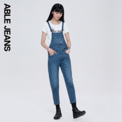 ABLE JEANS HELLO KITTY联名款 女九分牛仔背带裤