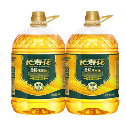 长寿花金胚玉米油4L*2桶组合8L非转基因胚芽油植物食用油批发团购