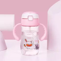 Glasslock 三光云彩 SBBT-030R 儿童带手柄重力球吸管杯 350ml 卡通兔子 *4件+凑单品