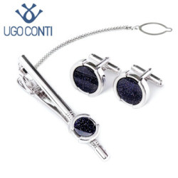 UGO TA016C 镀铂金星空石袖扣领
