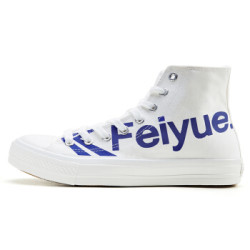 Feiyue/飞跃高帮帆布鞋字母涂鸦潮鞋男女青春潮流时尚街拍板鞋休闲鞋 2078白蓝 42