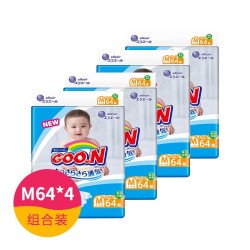 日本进口 大王(GOO.N)维E纸尿裤M64片 中号尿不湿(6-11kg)(四包装)