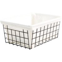 聚可爱 01170085 北欧铁艺带衬布收纳筐 咖色 小号