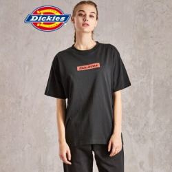 Dickies 字母印花短袖女T恤 男女同款休闲圆领短TEE DK006107 黑色 XL
