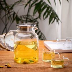 青苹果 凉水壶 大容量玻璃杯耐热1.3L单壶赠杯刷