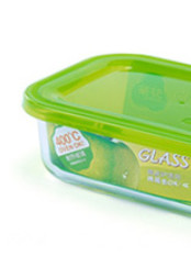 CHAHUA 茶花 64211K 方形耐热玻璃保鲜盒 500ml 绿色