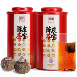 宫明茶叶 新会小青柑普洱茶熟茶 85克*2罐
