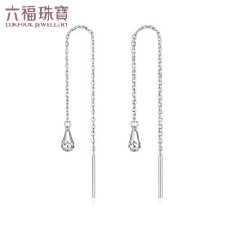 六福珠宝梨形水滴PT950铂金耳线女款白金耳钉耳环计价L05TBPE0002