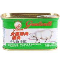 长城小白猪火腿午餐肉罐头户外即食猪肉罐头火锅速食198g *8件