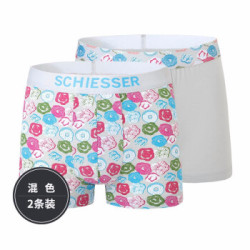 SCHIESSER德国舒雅男士内裤2件装95%棉时尚多色男平角裤E9/15367T 浅灰7903 M *4件