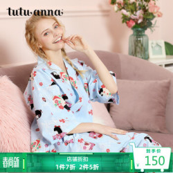tutuanna和服女睡衣棉质日本娃娃短袖长裤上下套和风甚平专柜同款 *2件
