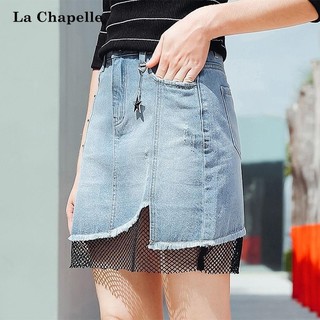 La Chapelle 拉夏贝尔 10013966 女士拼接牛仔裙