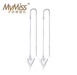 MyMiss 非常爱礼 925银三角形长款耳线