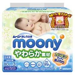 moony 尤妮佳 婴儿湿巾 80片 3包 *11件