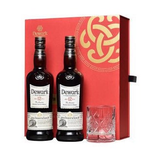 帝王（Dewar's）洋酒 二次陈酿威士忌12年调配苏格兰威士忌 新年礼盒700ml 送玻璃杯