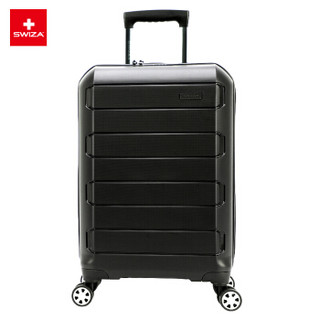 瑞士（SWIZA）行李箱男女24英寸大容量旅行箱TSA锁密码箱万向轮耐磨拉杆箱 黑色HBX218