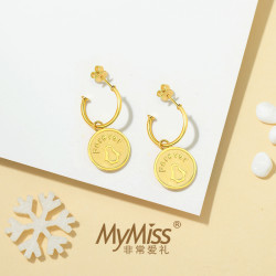 MyMiss 非常爱礼 银镀18K黄金女耳钉
