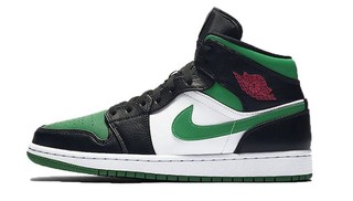 NIKE 耐克 Air Jordan 1 Mid 男士篮球鞋 黑绿脚趾