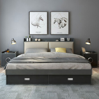 苏菲洛克 床 北欧简约双人储物床高箱床床卧室家具 迪洛系列 B款床 23CM床垫 1.8*2米 *3件