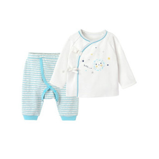 YEEHOO 英氏 星乐派系列 婴儿和袍套装 189AYH7304 白色/蓝色 52cm