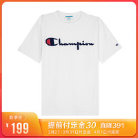 Champion 男女情侣款草写logo圆领短袖T恤GT19
