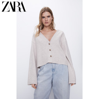 ZARA TRF系列 女士V领纯色针织衫 05039414720 斑纹米色 M