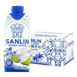 泰国进口 三麟天然椰子水 330ml*12瓶 NFC椰青果汁饮料 整箱装 *2件