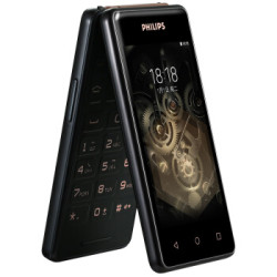 飞利浦(PHILIPS)S351F 双屏智能翻盖手机 商务老人手机 移动联通电信4G 双卡双待 咖啡黑