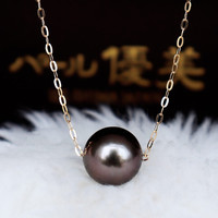 Pearlyuumi 大溪地黑珍珠项链 9-10mm K18黄金/ K14白金