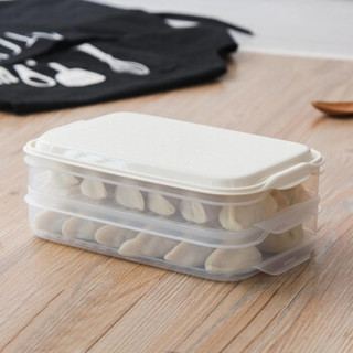 乐扣乐扣 塑料保鲜盒冰箱储物盒水果盒饺子冷冻盒大容量收纳盒食品便当盒餐盒套装 米白色 1L *3件